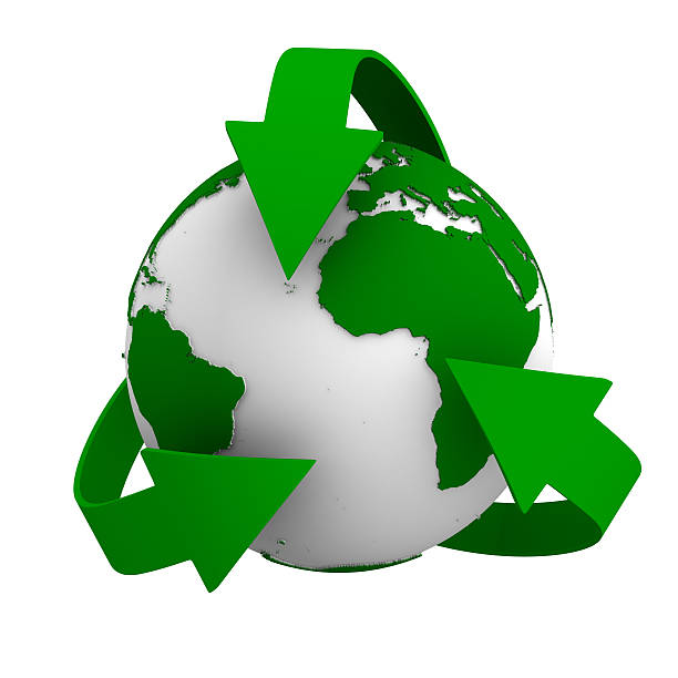 istock recycling arrows and globe. Isolated 3d image 135623151