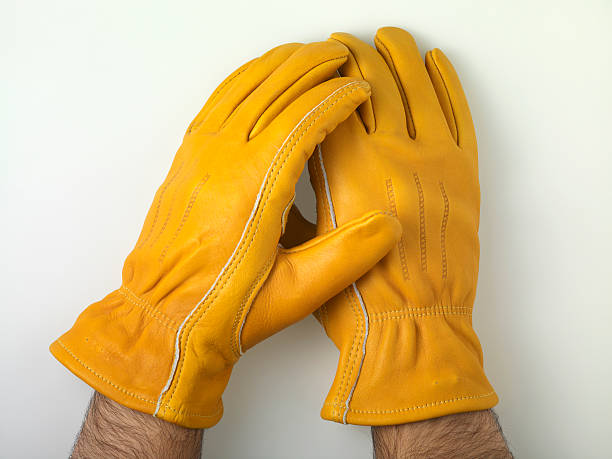 istock Two Hands In Yellow Work Gloves 135623498