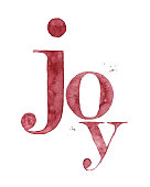 istock "Joy" Christmas watercolor painting 1356237062