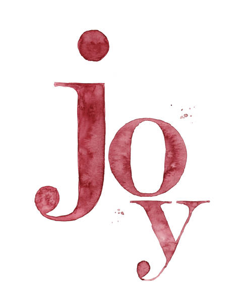 "Joy" Christmas watercolor painting A creative layout of the word "Joy" painted in red watercolor december clipart pictures stock illustrations