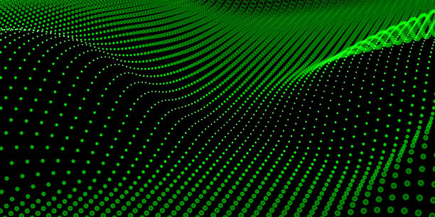 istock Abstract background with futuristic wavy bokeh dots 1356239274