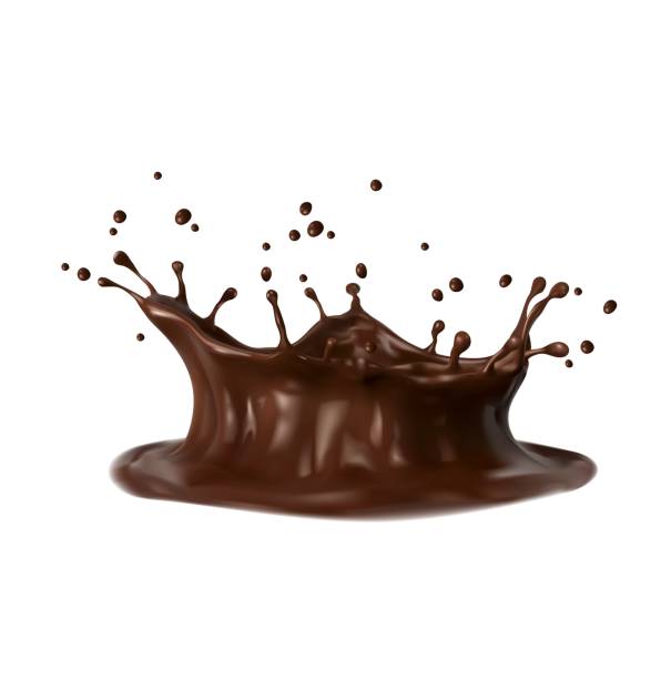 illustrazioni stock, clip art, cartoni animati e icone di tendenza di cioccolato al latte, caffè e cacao corona splash - chocolate cocoa hot chocolate backgrounds