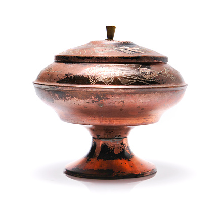 Antique Rusted Bronze Color Sugar Bowl that Made of Copper