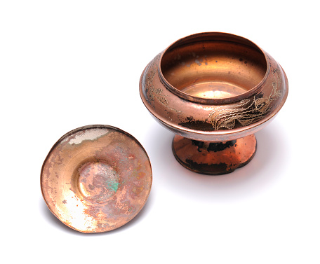 Antique Rusted Bronze Color Sugar Bowl that Made of Copper