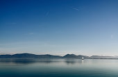 Lake Trasimeno , Italy with sail boat