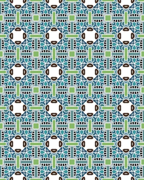 illustrations, cliparts, dessins animés et icônes de un fond de motif vertical sans couture avec des formes vertes et bleues - background tile