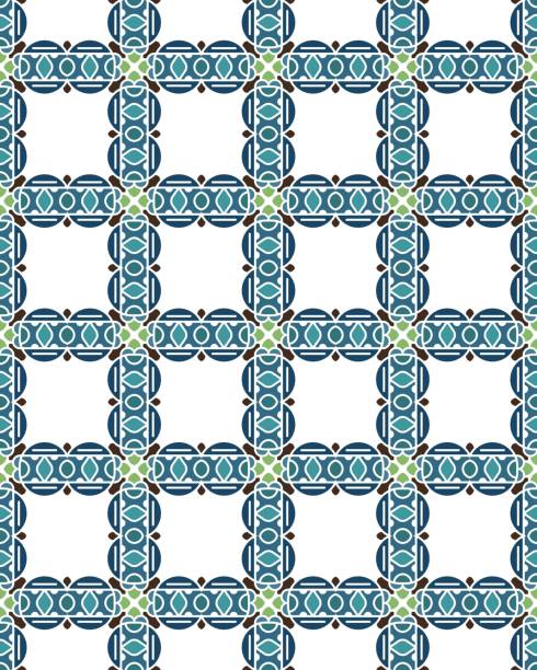 illustrations, cliparts, dessins animés et icônes de un fond de motif vertical sans couture avec des formes croisées bleues - tiles pattern