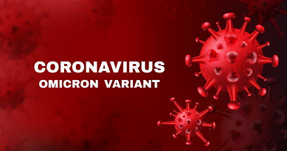 Omicron COVID-19 vector background with realistic virus cells.