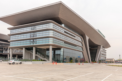 The new Mobolaji Johnson Train Station in Lagos is the largest train station in West Africa.  Located at Ebute Metta Juction in Alago Meji,  with holding capacity of 6000 passengers. Shot 29 Nov 2021.