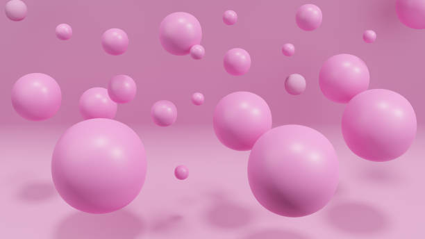 istock Pink floating balls on a soft background, 3d illustration. 1356254851