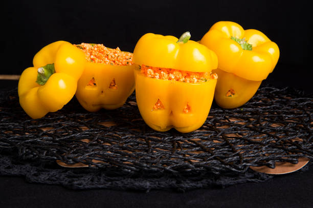istock Yellow peppers stuffed with ground beef and kidney beans 1356256713