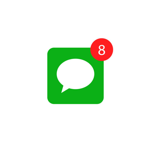 message notification alert icon. bell mobile bubble new message symbol - twitter stock illustrations