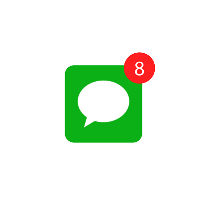 Message notification alert icon. Bell mobile bubble new message symbol.