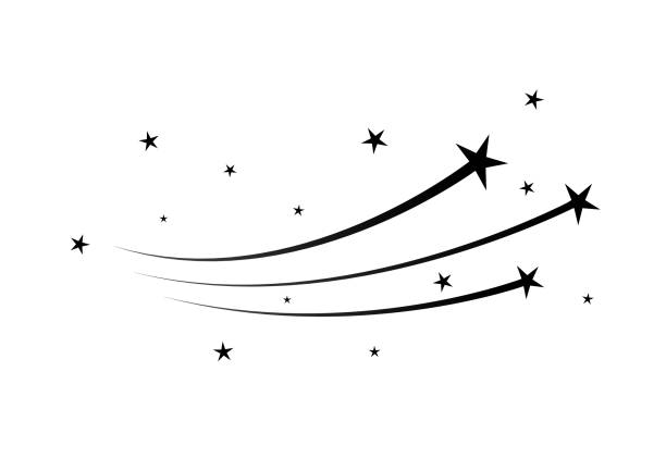 magische sternstaubspur, sternglitzer-vektor-trieb des kometen. fliegender meteoriten-sternenstaub - star trail galaxy pattern star stock-grafiken, -clipart, -cartoons und -symbole