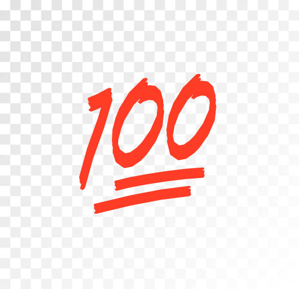100 hundred emoticon vector icon. 100 emoji score sticker vector art illustration