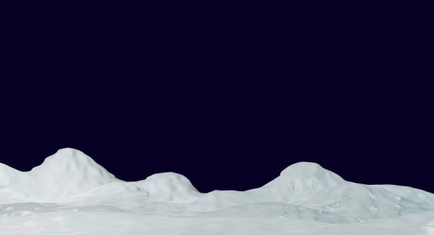 istock Winter landscape, white snow field, 3d render. Arctic landscape isolated on a black background. 3d illustration. 1356265450