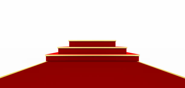 istock Red carpet, high podium with stairs and red carpet 1356265519