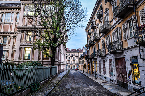 Street Right Next To Mole Antonelliana In Turin, Italy