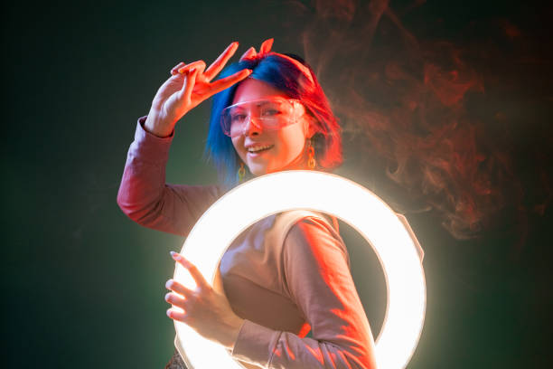 istock ring light woman blogger illumination led neon 1356272226