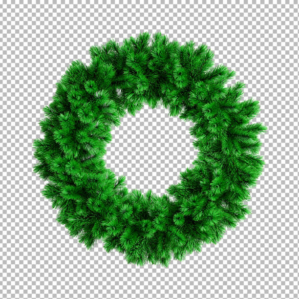 christmas wreath on transparent background,clipping path 3d render of christmas wreath on transparent background,clipping path wreathe stock pictures, royalty-free photos & images