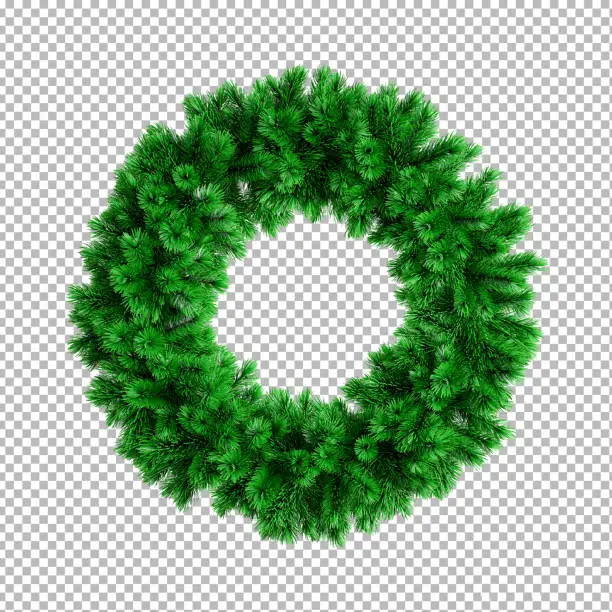3d render of christmas wreath on transparent background,clipping path