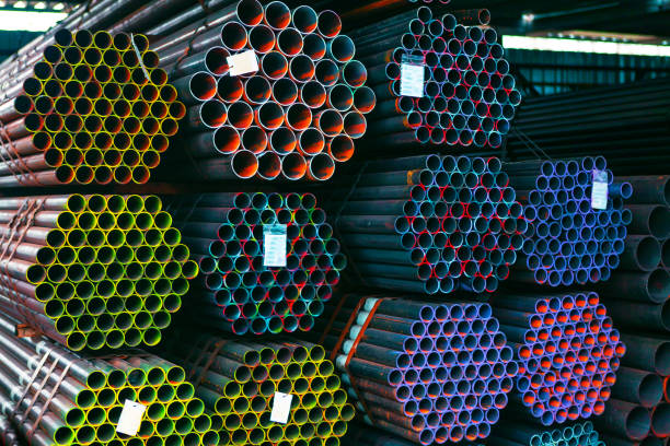 istock Stacked industrial pipes 1356277159