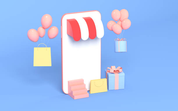 istock Gifts and phone with blue background, 3d rendering. 1356279783