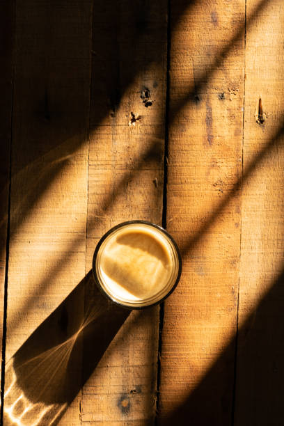Aerial view of a glass of coffee