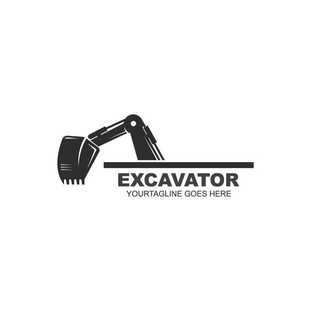 векторный дизайн иконки экскаватора - earth mover bulldozer construction equipment digging stock illustrations