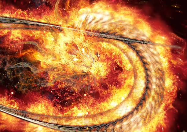 istock Illustration of a burning fire dragon 1356289080