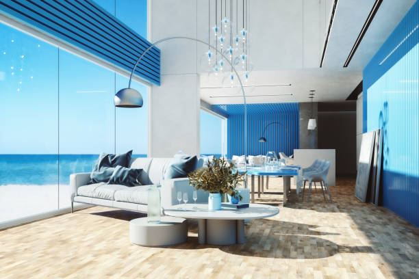 istock Luxurious seaside villa interior 1356289103