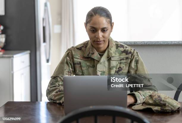 Air Force Service Member At Home Stock Photo - Download Image Now - US Military, US Air Force, People