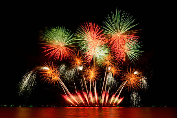 istock Colorful fireworks celebration and the night sky background. 1356297313