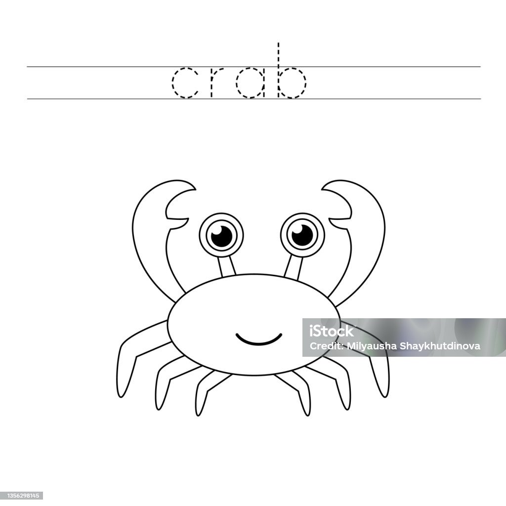 Trace Word And Color Cute Cartoon Crab Stock Illustration - Download Image Now - Crab, Coloring, Activity - iStock Trace Word And Color Cute Cartoon Crab Stock Illustration - Download Image Now - Crab, Coloring, Activity - iStock