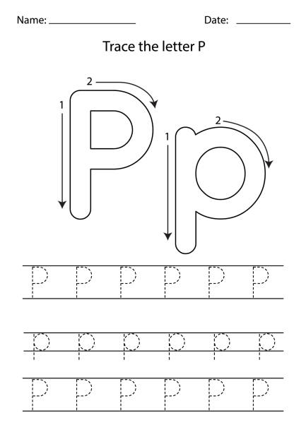 ilustrações, clipart, desenhos animados e ícones de aprendendo alfabeto inglês para crianças. letra p. - letter o letter p vector illustration and painting