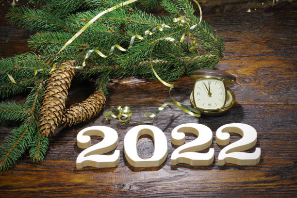 istock Happy New Year. Symbol from number 2022 on abstract background 1356299012