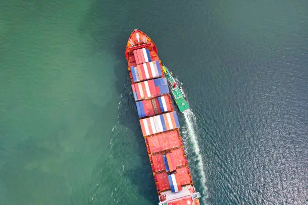 Photo of Container ships, transport business, international trade, import, export, commerce, logistics, international trade concept and international shipping using seafaring.