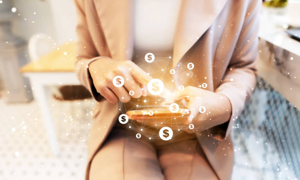 istock Asian woman hand using mobile smart phone with online transaction application. Concept of financial technology (fintech) 1356301667