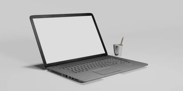 istock laptop computer with white screen and keyboard 3D illustration 1356303403