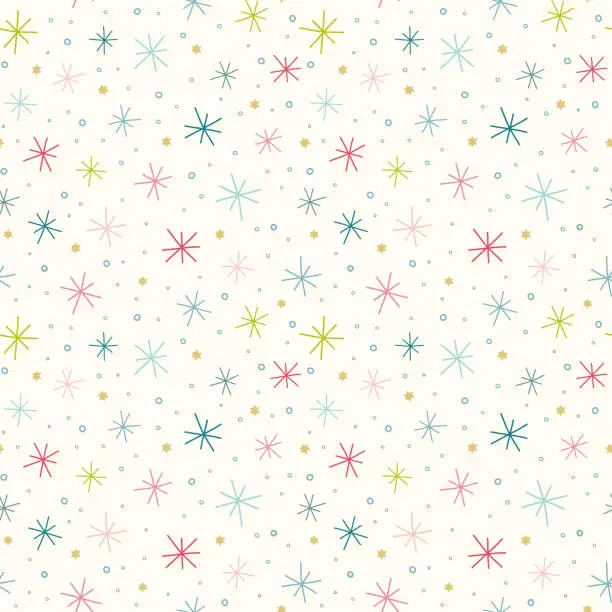 Vector illustration of Star pattern vector background. Cute festive seamless pattern of colourful star shapes, Christmas resource background.