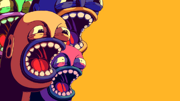 istock Hand-drawn Cartoon Character Banner Illustration - Screaming Heads. 1356307276
