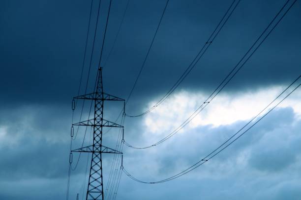 istock High voltage tower for conducting electricity. 1356309169