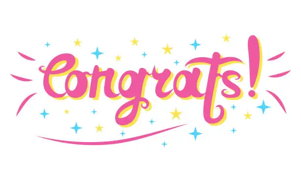 Vector illustration of Congrats typography lettering decorative card.