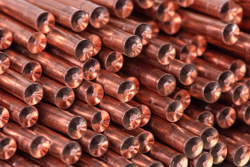 Pile of copper wire raw material metal industry