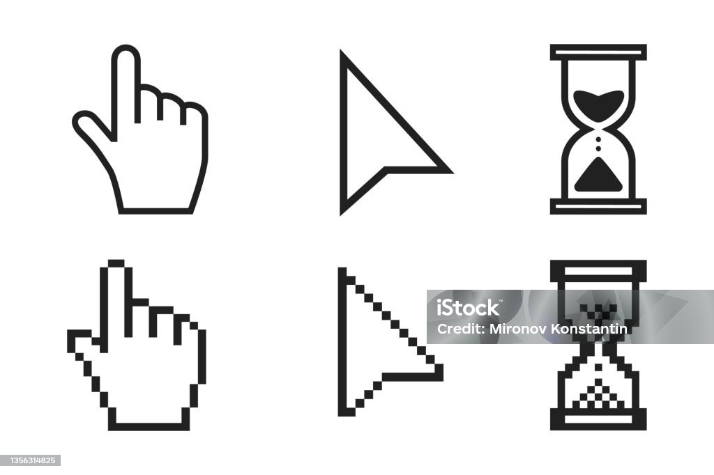 Tanda Loading Pointer Tangan Panah Dan Jam Pasir Loading Clock Mouse Kursor Ikon ...