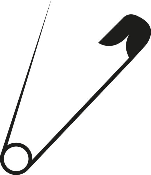 znak ikony agrafki. - safety pin diaper pin sewing item silhouette stock illustrations