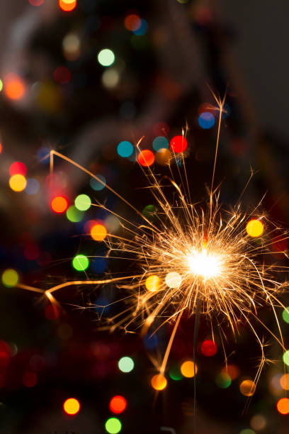 istock Burning sparklers on a bokeh background 1356316608