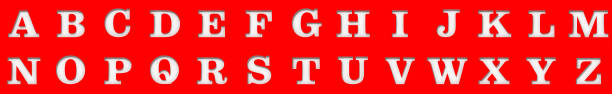 alphabet letters white signs text capital letters types isolated characters on red background in high resolution for print and presentations a b c d e f g h i j k l m n o p q r s t u v w x y z cut out stencil design 3d rendering illustration - letter l letter p letter j letter m imagens e fotografias de stock