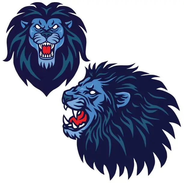 Vector illustration of Roaring Lion Head Logo Vector Template Icon