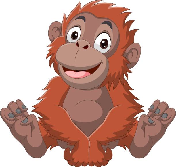 Cartoon Cute Baby Gorilla Sitting Stock Illustration - Download Image Now -  Illustration, Orangutan, Cute - iStock
